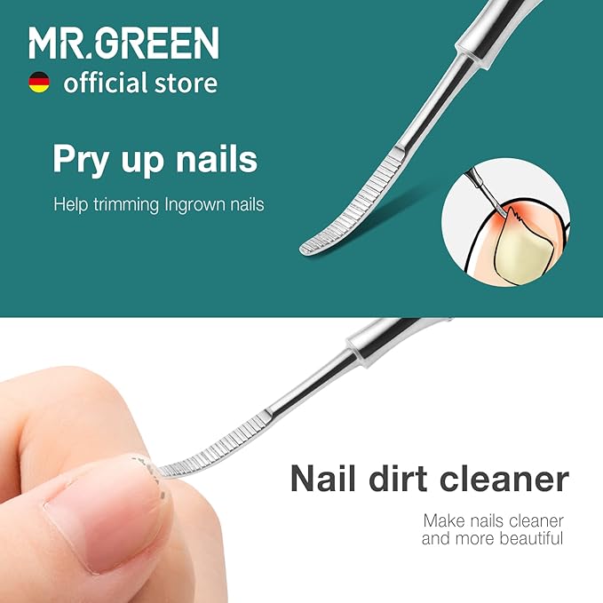 MR.GREEN Multi-Function Nail Care Tools Cuticle Pusher Nail Dirt Cleaner Double Headed Design Pry Up Nails Cuticle Trimmer (Mr-2158)