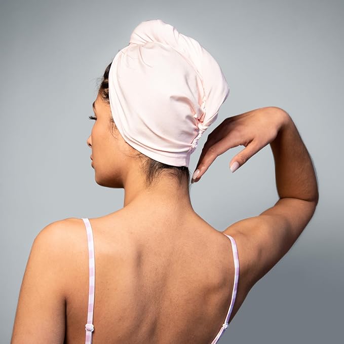 Tee Shirt Drying Wrap, Frizz Free, Soft & Lightweight&Flexible, Hair Drying Turban, Gentle Drying Towel Wrap with Button, for Long Hair (Pink)