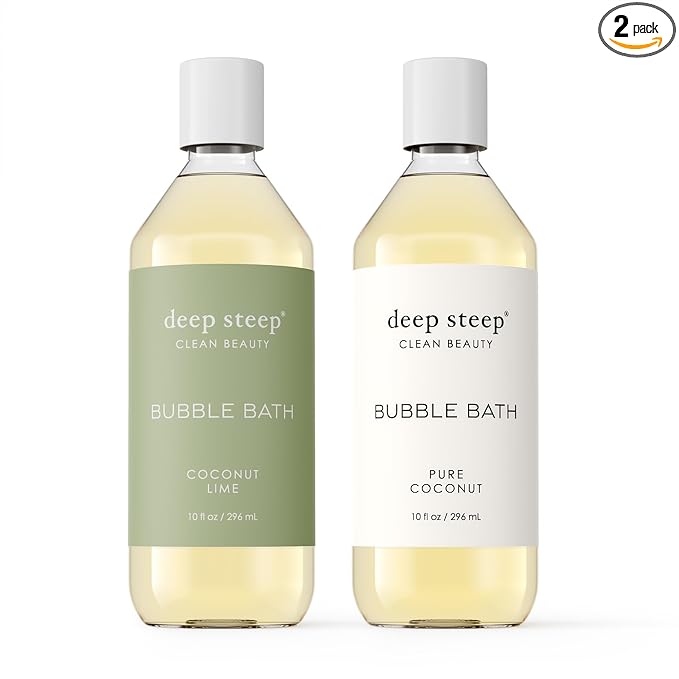 Deep Steep Bubble Bath, 10oz (2 Pack) (10 Fl Oz (Pack of 2), (Tropical)- (Pure Coconut & Coconut Lime))