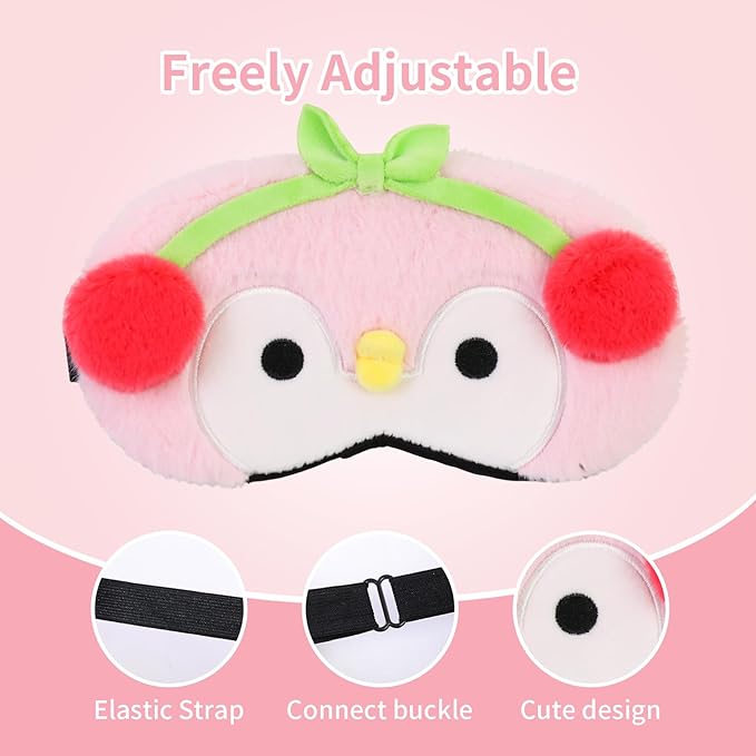 PERFECTSIGHT Sleep Eye Masks, Cute Sleep Eye Cover Lightweight Adjustable Eyeshade Mask Cover for Women Men Sleep Travel Nap, Penguin