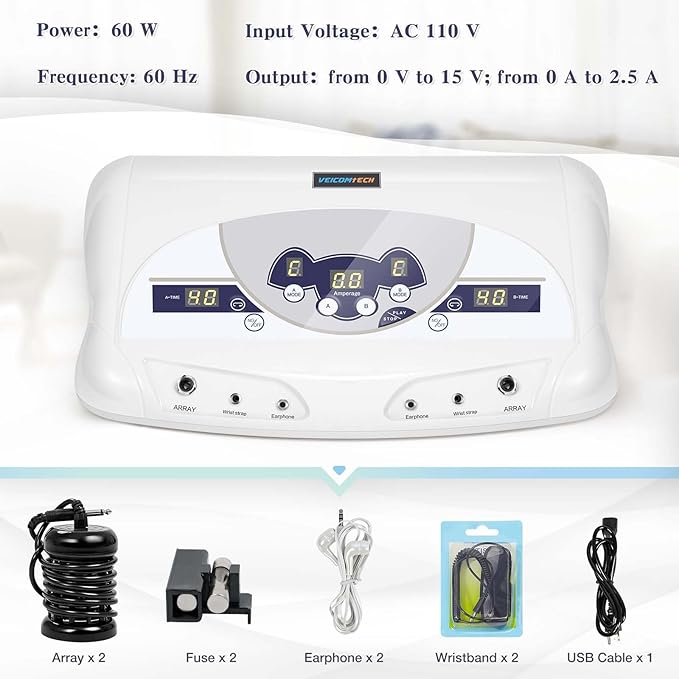 veicomtech Dual Ionic Foot Bath Detox Machine, ion Detox Foot Bath Spa Cleanse System for 2 Users with MP3 Music Player, 2 Array, 2 Wrist Band, 5 Liners