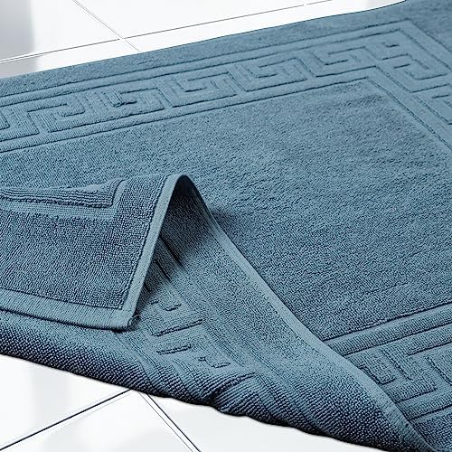 Superior Heavyweight Cotton Bath Mats, 2-Piece Rugs For Bathroom Accessories, Washable Rug For Shower, Toilet, Modern Decor, No Backing, Luxury Hotel And Spa Quality, Set of 2, 22" x 35", Sapphire - Image 5