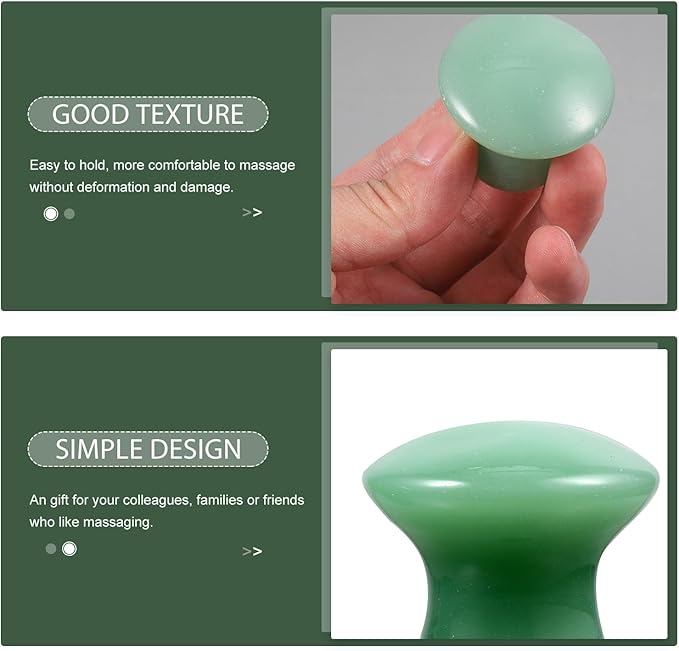FOMIYES Jade Massager: Mushroom Gua Sha - 2Pcs Green Jade Quartz Mushroom Face Massage Rollers Stones Scraping Massage Tool for Men Women, Massager for Face, Eyes, Relieve Fine Lines and Wrinkles