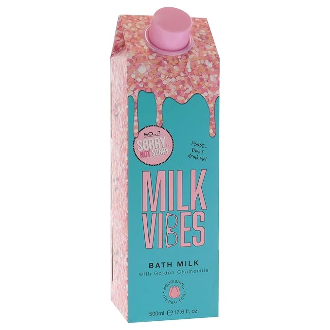 So.? Sorry Not Sorry Milk Vibes Bath Milk, Nourishing & Restoring Bath Soak Infused with Golden Chamomile, Vegan & Cruelty Free (500ml)
