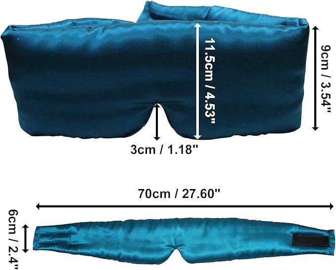 100% Mulberry Silk Eye Mask Blackout Sleeping Eye Cover for Night Sleep and Travel Nap,Soft Adjustable Eyeshade, Comfortable Blindfold for Women Men,Large Size, Black (Dark Blue)