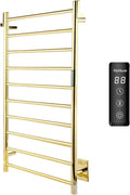 P&Dlusir Towel Warmer, Heated Towel Rack with Smart Timer and Thermo Control, Wall-Mounted Heated Towel Rail, Stainless Steel, Hard-Wired/Plug-in, Polished Gold, 10 bar