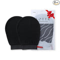 LOTTA Korean Exfoliating Mitt 2Pcs Bath Gloves Bathing Tanning Mitts Self Tanner Shower Body Scrub Large Size Suitable for Men and Women Black