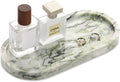 Natural Marble Tray Oval, Bathroom Vanity Tray for Countertop, Elegant Stone Decorative Organizer for Perfume, Jewelry, Home Decor (1, Green Emerald, 10 x 5 x 0.6)