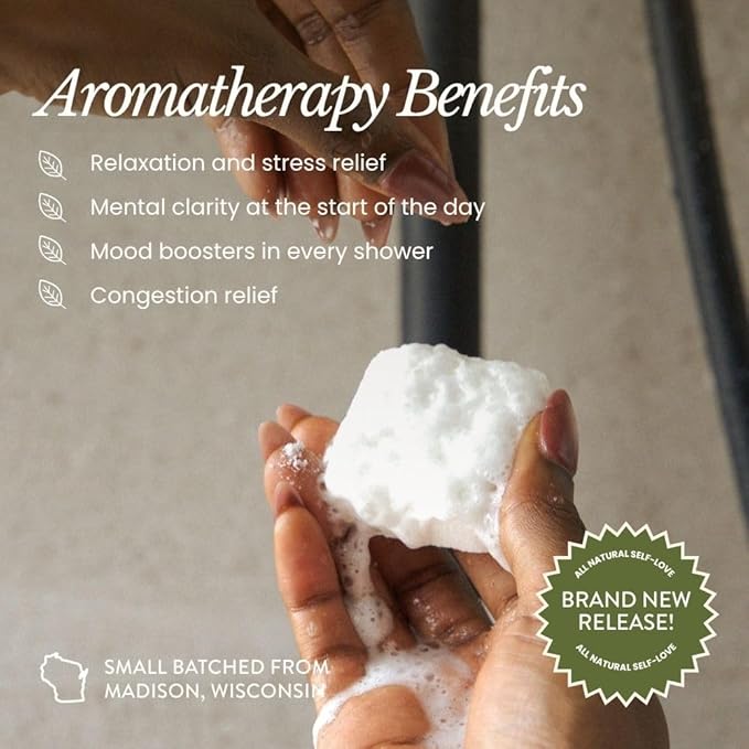 Bare Botanics Shower Steamers 6 XL Cubes w/ Tray - Intensely Aromatic with All Essential Oils & Natural Ingredients - 70% Bigger - Small-Batch Made in WI - Updated Gift Ready Packaging