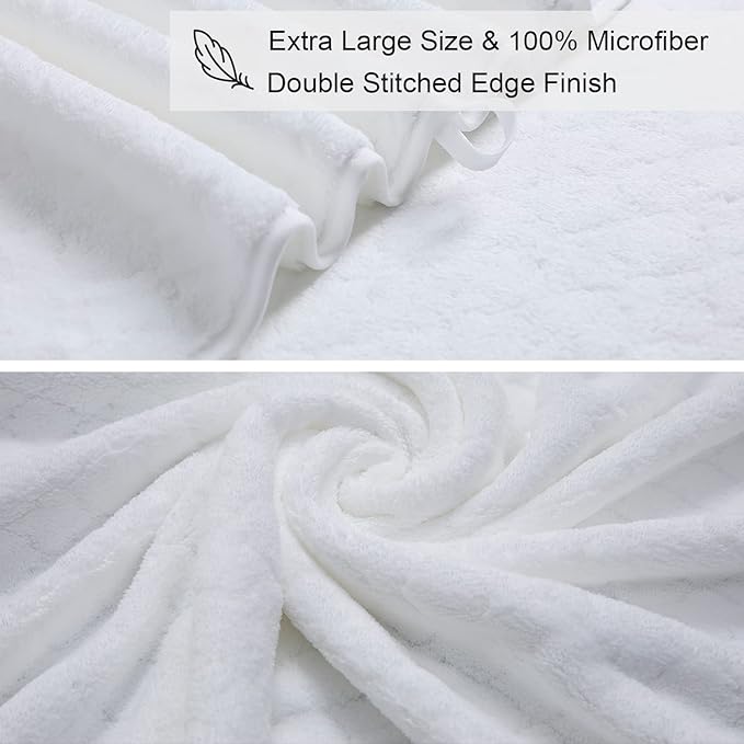 8-Piece White Bath Towels Set,2 Oversized Large Bath Towels Sheet,2 Hand Towels and 4 Washcloths - 600 GSM Soft Luxury Towel Set,Highly Absorbent Quick Dry Towel Collection for Bathroom,Hotel and Spa