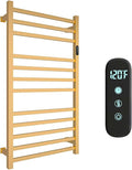 Luxury Heated Towel Rack Wall Mounted Towel Warmers, 12 Bars Towel Warmer Rack for Bathroom with Timer & Temperature Multi-Level Adjustable, Hardwired and Plug-in Compatible (Brushed Gold)