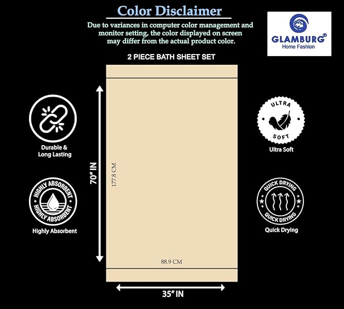 GLAMBURG 700 GSM Premium Oversized Extra Large Cotton Bath Sheet 35x70-100% Combed Cotton - Luxury Hotel & Spa Quality - Durable Ultra Soft Highly Absorbent - Sea Green