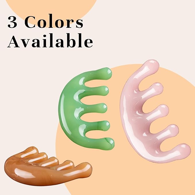 GSHOW Head Massager Scalp Resin Handheld Wide Tooth Gua Sha Comb Relax Massage Tool for Soothing Head Massage