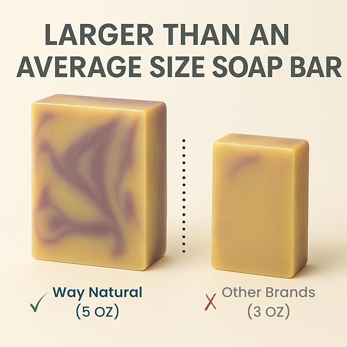 French Lavender Soap Bars (3 Pack) - Goat Milk Soap for Men & Women - Natural, Handmade w/Real Milk - Dry Skin, Hands/Body - Premium, Gentle, No Dyes - (Large, 5oz)