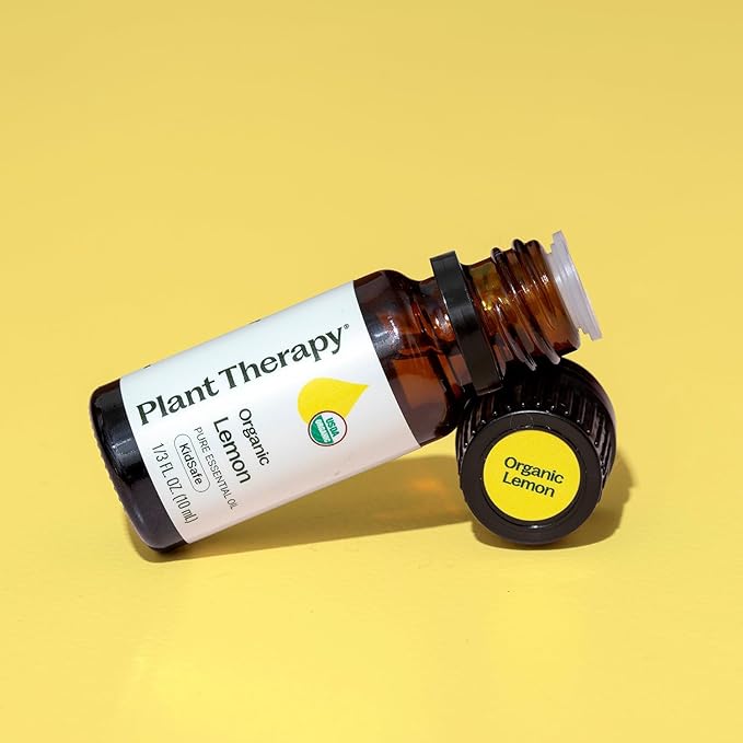 Plant Therapy Organic Lemon Essential Oil 100% Pure, USDA Certified Organic, Undiluted, Natural Aromatherapy, Therapeutic Grade 10 mL (1/3 oz)