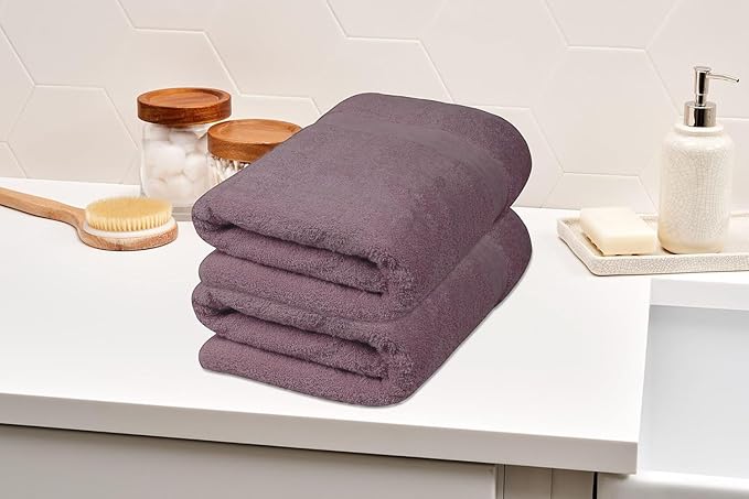 Softolle 100% Cotton Luxury Bath Sheets - Pack of 2 (35" x 70") | Super Soft, Quick-Dry & Highly Absorbent Towels for Bathroom, Home, Spa & Gym (Purple Ash)