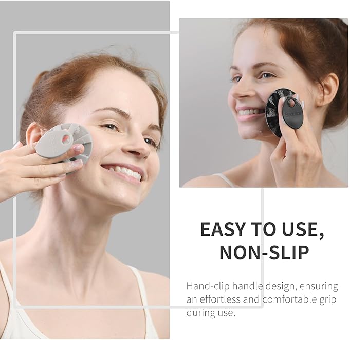 BEAUTAIL Silicone Face Scrubber 2 Pack, Manual Facial Cleansing Brush, Gentle Face Exfoliator for Sensitive Skin, Skin Care Exfoliating Face Brush for Men and Women, Black+Starlight