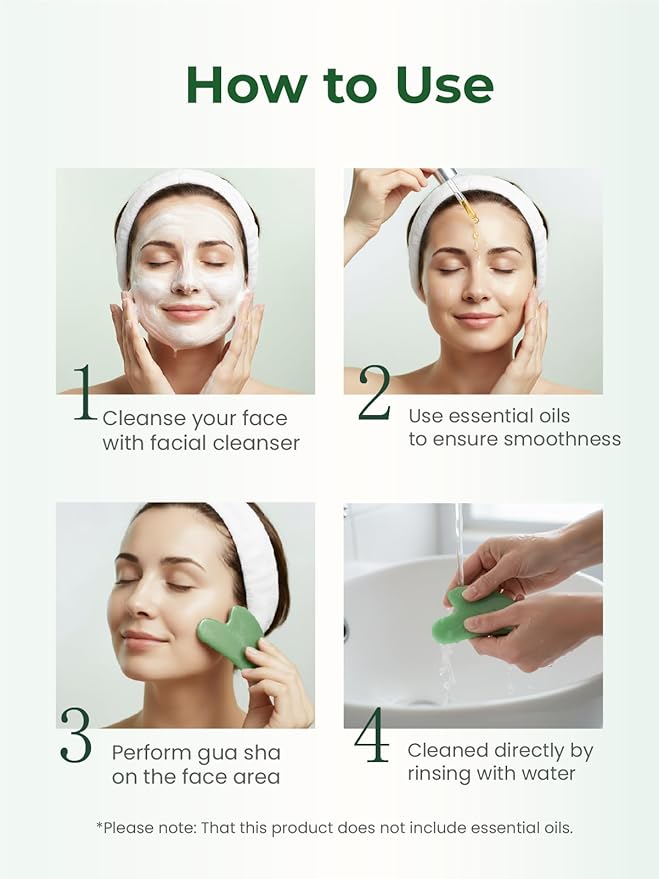 Gua Sha Facial Tools, Guasha Tool for Face & Neck, Gua Sha Scraping Massage Tool for Lymphatic Drainage & Puffiness Reduction (Light-Green)