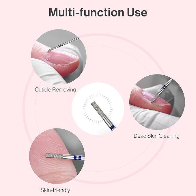 MelodySusie 2mm Barrel Shape Cuticle Clean Nail Drill Bit 3/32'', Professional Safety Carbide Diamond Under Nail Cleaner for Cuticle Dead Skin Nail Prepare, Beginners Bits, Series Bit-S, Medium