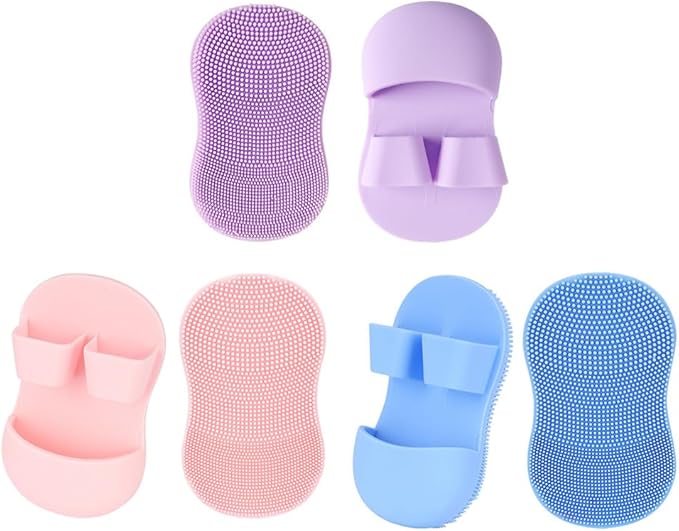 6 Pack Face Scrubber Mini Facial Brush Silicone Wash Exfoliator Finger Glove Pads Handheld Cleansing Brushes Tool for Skin Care Deep Clean Blackhead Acne Pore Removal