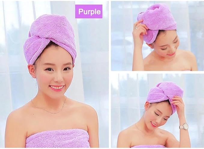 ADOGO Microfiber Hair Towel - 2 Pack Hair Turbans for Wet Hair, Drying Hair Wrap Towels for Women and Kids - Suitable for All Hair Types（Pink，Purple）