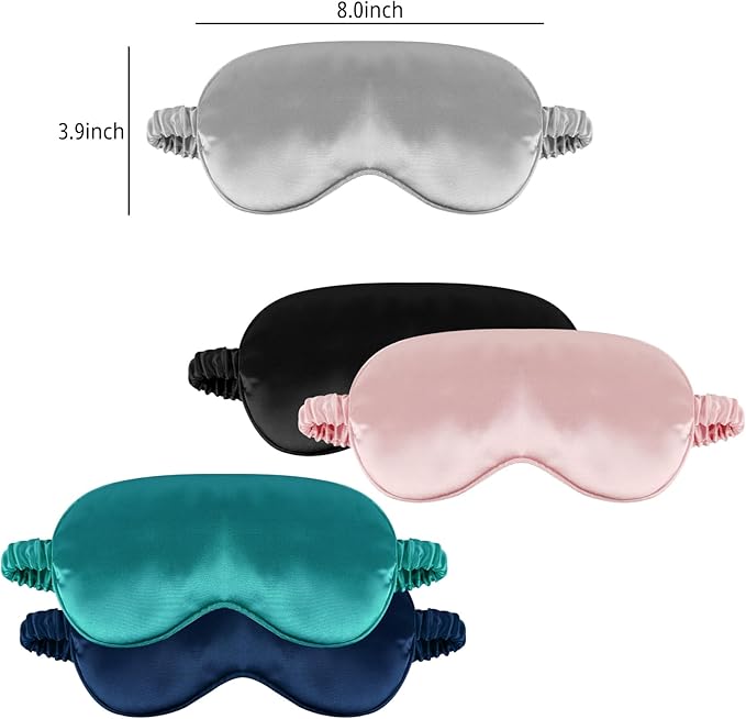 1 Pack Sleep Mask, Silk Eye Mask with Elastic Strap, Breathable Eye Mask for Sleeping,Travel, Girls, Women, Men (Black)