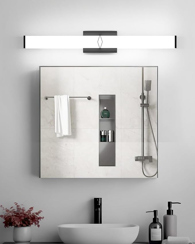 Modern Bathroom Light Fixtures,32inch Dimmable Bathroom Vanity Lights Over Mirror, 32W 3600LM LED Vanity Lights,5700K Matte Black Vanity Lighting Fixtures,ETL Certified Cool White