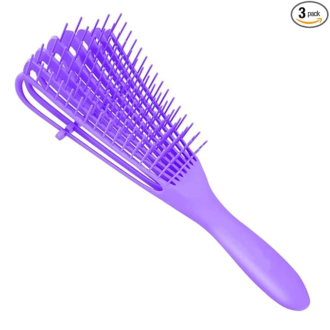 Detangling Brush for Afro America/African Hair Textured 3a to 4c Kinky Wavy/Curly/Coily/Wet/Dry/Oil/Thick/Long, Knots Detangler Scalp Massage Comb Hair Detangler for Women (1 pc, Purple)