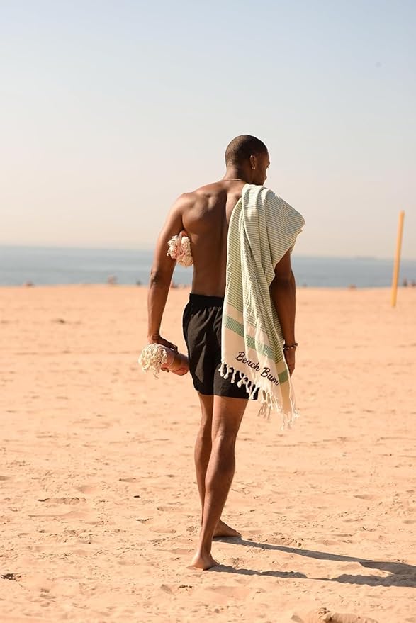 Personalized Embroidered Beach Towel | Throw Blanket, Easy Carry, Sand Free, Highly Absorbent, Quick Dry, Turkish Towels for Camping Bath Beach Gym Pool Yoga SPA by Lahammam, Mediterranean, Beige