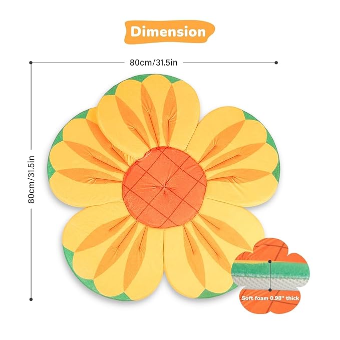 YooxArmor Baby Bath Pad for Infant Bathtub Sink, Non-Slip Flower Bathtub for Infants 0-6 Months, Soft Baby Sink Bath Cushion for Babies Bath Time, Newborns Bath Essentials Must Haves-Sunflower