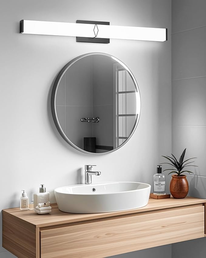 Modern Bathroom Light Fixtures,32inch Dimmable Bathroom Vanity Lights Over Mirror, 32W 3600LM LED Vanity Lights,5700K Matte Black Vanity Lighting Fixtures,ETL Certified Cool White