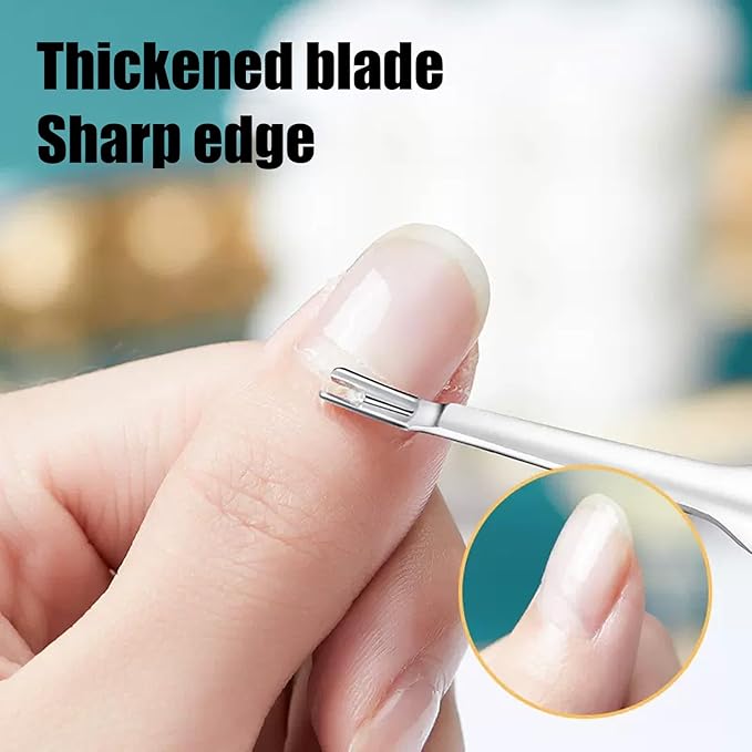 OLIREXD Professional Stainless Steel Cuticle Pusher Trimmer Remover Dead Skin Hangnails Nails Cleaner Scissors Remover Nipper Clipper/Nail Art Manicure Tool for Adult, Silver
