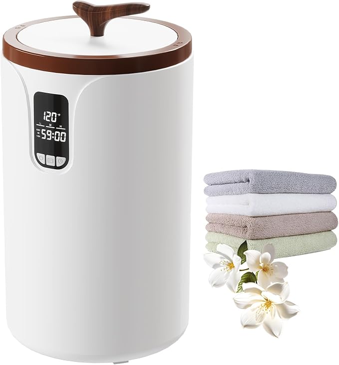 20L Towel Warmer for Bathroom with Adjustable Temperature, Timer Function, LED Display and Auto Shut-Off, Even Heating for Towels, Bathrobes & Blankets, Stainless Steel Liner, Separate Lid