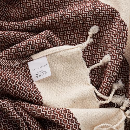 BAY LAUREL Turkish Hand Towel – Pack of 2 | Soft & Absorbent Decorative Towels for Bathroom, Hand, Face, Hair, Gym, Yoga, SPA, Kitchen & Tea | Boho Decor (Orange, Diamond 16x40 Inches (Set of 2) - Image 2