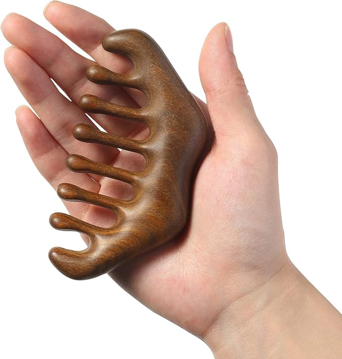 OULIGET Massage Wooden Comb,Wood Wide Tooth Hair Comb, Scraping Scalp Massage,Handheld No Static Head Tool,1 Pieces.