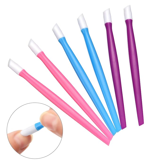 BBTO 30 Pcs Rubber Cuticle Pusher Silicone Cuticle Pusher Small Plastic Handle Tipped Sticks Mini Nail Cleaner Colored Nail Art Tool for Men and Women(Bright Colors)