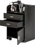 4ever2buy Salon Station for Hair Stylist, Black Beauty Barber Station, Salon Trolley Cart with Wheels, Mobile Organizer for Salon, Spa, Barbershop, Nail & Beauty Tools, Black
