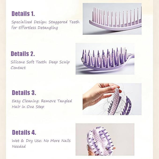 OULIGET 2-in-1 Scalp Massager Shampoo Brush,Hair Scrubber Scalp Stimulator Exfoliator Brush for Wet Dry Scalp Care,Curved Vented Hair Scrubber,Self Cleaning Hair Brush