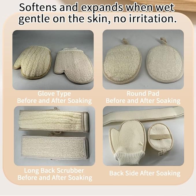 Natural Loofah Loofah Sponge loofahs for Travel Bath Sponge, Loofahs for Travel, Loofahs for Women and Men, Dishcloth Kitchen Cloth (3 Pack) (L)