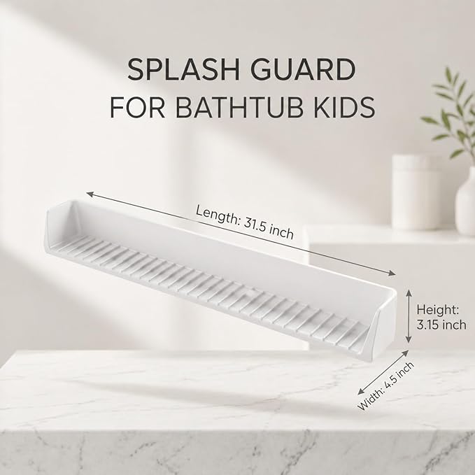 Bathtub Splash Guard for Tub Kids, Silicone Bath Toy Holder & Tub Side Tray with Suction Cups, Bath Tub Shelf for Kids, Bathtub Toy Storage, Pink