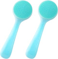 HINZIC 2 Pack Silicone Manual Facial Cleansing Brush, Skin Friendly Waterproof Face Cleaning Scrubber Exfoliator Cleanser for Blackheads Whiteheads Makeup Residues Removal- Blue
