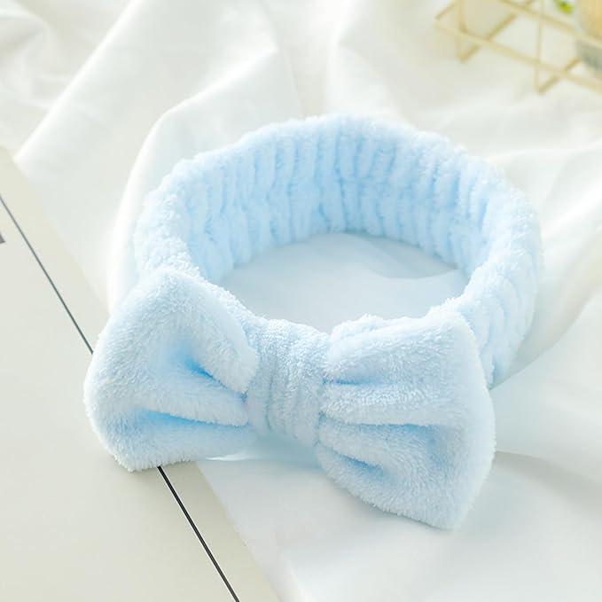 6 Pack Non-Slip Spa Headbands for Women & Girls, Soft Elastic Hair Band for Washing Face, Skincare, Makeup, Beauty Salon (Blue)