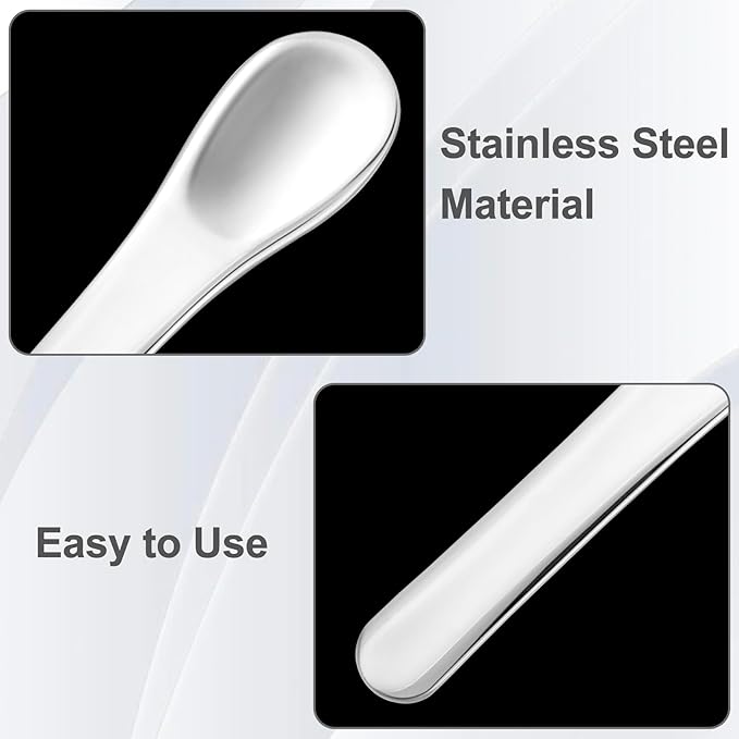Pndeyo 3pcs Mini Stainless Steel Makeup Spatula, Reusable Cosmetic Cream Spatulas Spoon, Skincare Scoop Applicator Facial Massage Beauty Tools for Mixing and Sampling Face Eye Cream- Silver