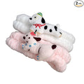PERFECTSIGHT Kawaii Headband for Spa, Makeup, Washing Face, Party - 2 Pack Cute Hair Band for Shower Beauty Skincare, Soft Facial Headbands for Girls and Women (White+Pink Puppy)