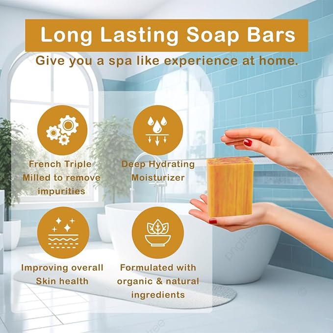 Simple Scents Australia Peach Scented Natural Soap Bars (5 Bars), 3.5oz Moisturizing French Triple Milled Soap Bars Enriched with Shea Butter - Pure Plant Oil Bath & Body