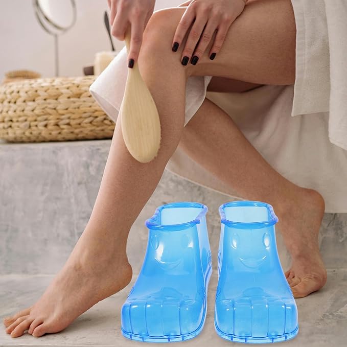 FRCOLOR Foot Soaking Shoes Portable Foot Spa Slippers with Massage Design Comfortable Bath Boots for Home Soak and Relaxation 10.24X4.92X10.24 Inches
