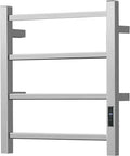 HARNDY Electric Towel Rack with Voice Control for Alexa & Google Home,TUYA - Wall-Mounted Bathroom Heating Towel Warmer,Plug-in,Stainless Steel Material (Square Brushed with Timer, 4 Bar)