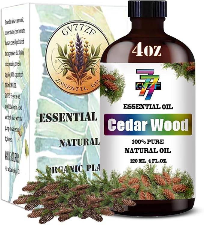 Cedarwood Essential Oil - GV77ZF Cedarwood Oils for Diffusers, Humidifiers, DIY Candles, Soap, Cleaning, Home, Office, Yoga, Massage, Gifts - 4 fl oz (120 ml)