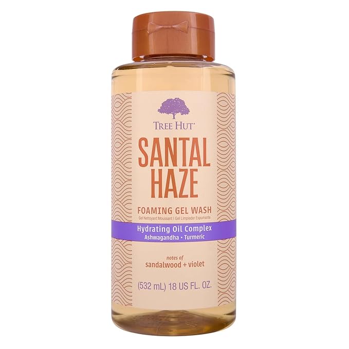 Tree Hut Santal Haze Foaming Gel Wash, Hydrating & Moisturizing Body Wash with Shea Butter & Nourishing Essential Oils, Daily Cleanser for Soft Smooth Skin, 18 fl oz