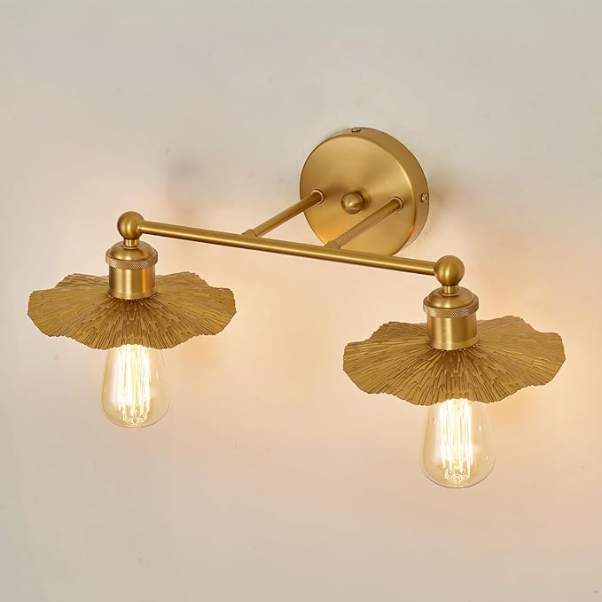ZGLAOJT 2 Light Vintage Vanity Light Gold Bathroom Light Fixtures Over Mirror.